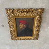 Circa 1900 Oil On Canvas Old Man Painting Framed on Gold Gilded Wood Frame