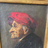 Circa 1900 Oil On Canvas Old Man Painting Framed on Gold Gilded Wood Frame