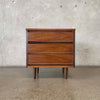 Mid Century Modern Three Drawer Walnut Side Table