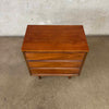 Mid Century Modern Three Drawer Walnut Side Table