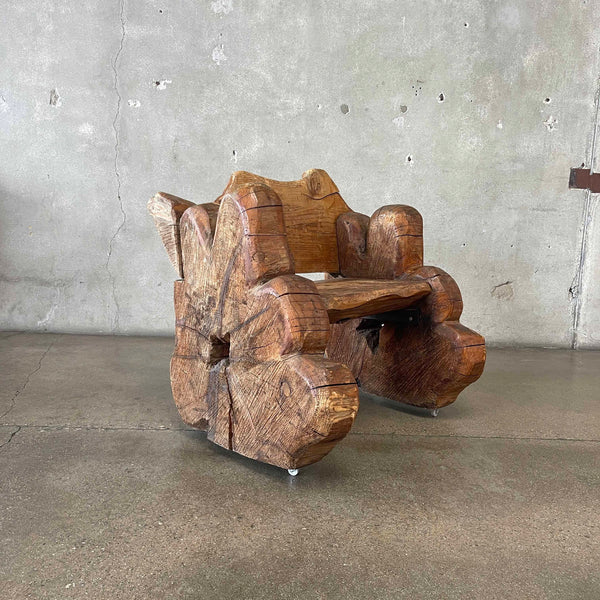 Vintage Solid Wood Sculptural Chair