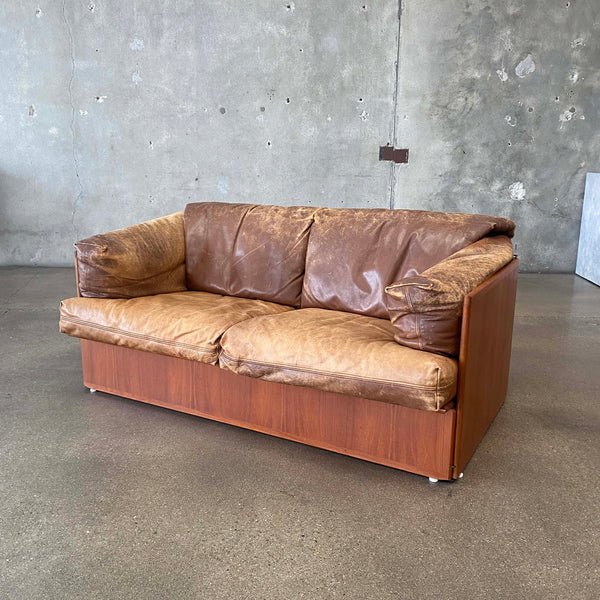 Danish Teak And Leather Settee