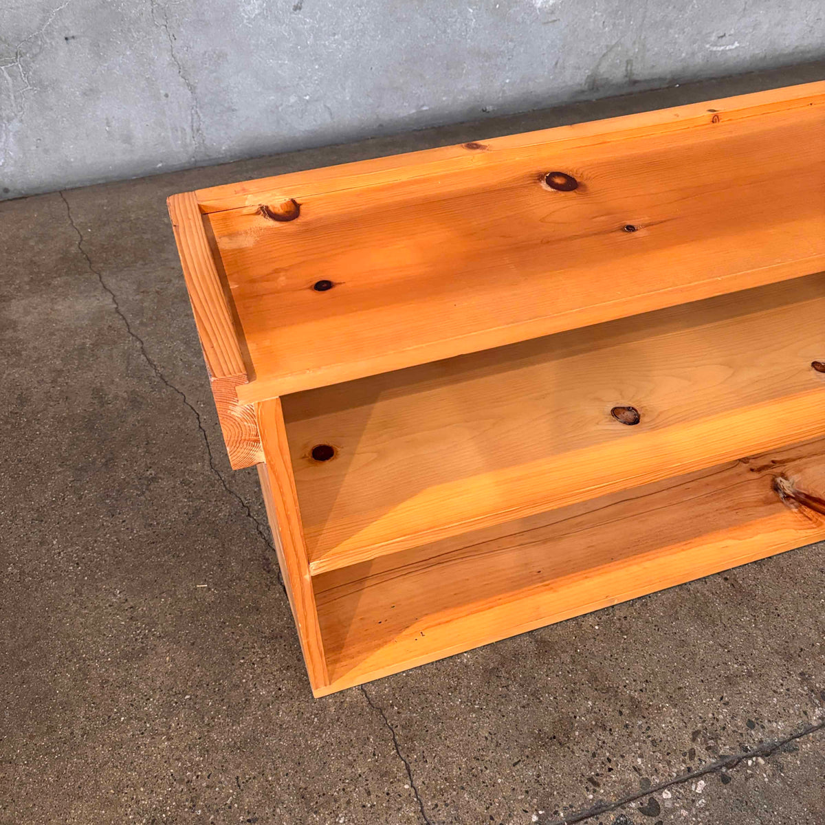 Vintage Homemade Low Pine Shelf
