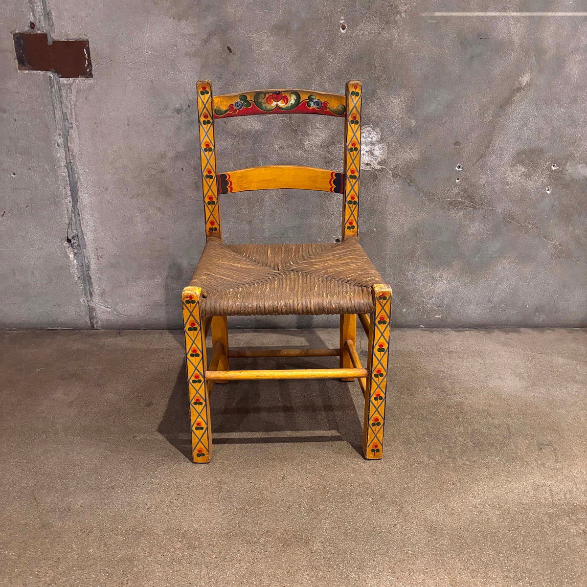 Monterey Floral Painted Rush Seat Chair