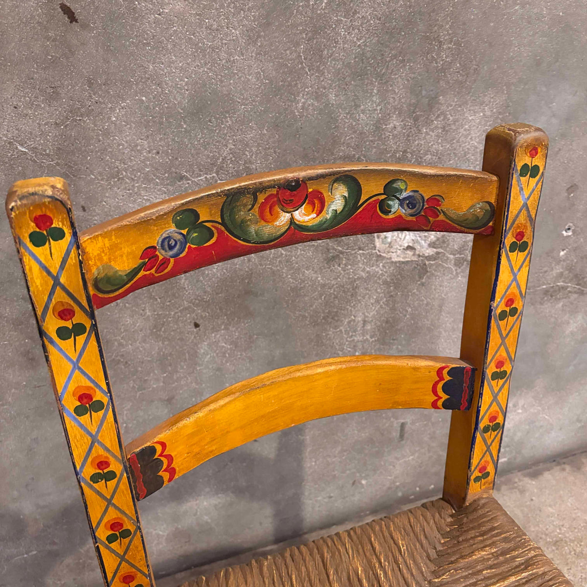 Monterey Floral Painted Rush Seat Chair
