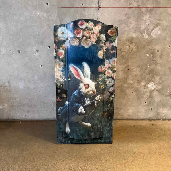 Custom Artwork White Rabbit Vintage Armoire