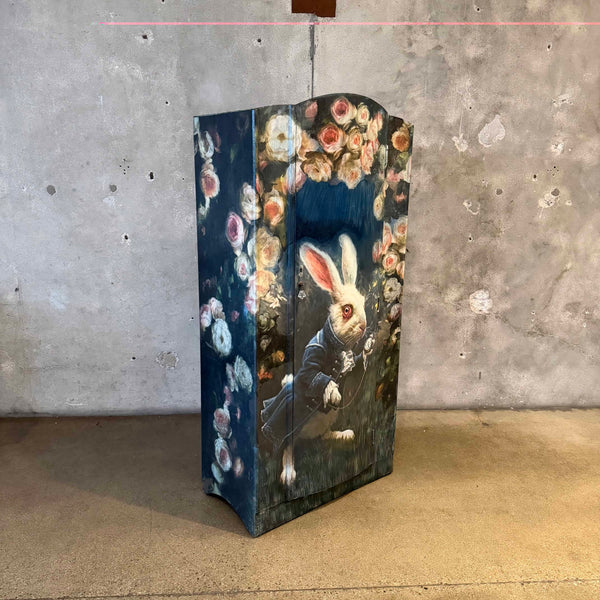 Custom Artwork White Rabbit Vintage Armoire