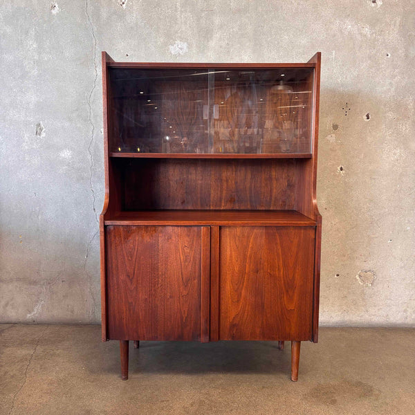 1960s Mid Century Modern Small Walnut Hutch