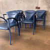 Set of (6) Six Vintage Matteo Grassi Armchairs in Blue Leather