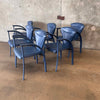 Set of (6) Six Vintage Matteo Grassi Armchairs in Blue Leather