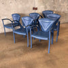 Set of (6) Six Vintage Matteo Grassi Armchairs in Blue Leather
