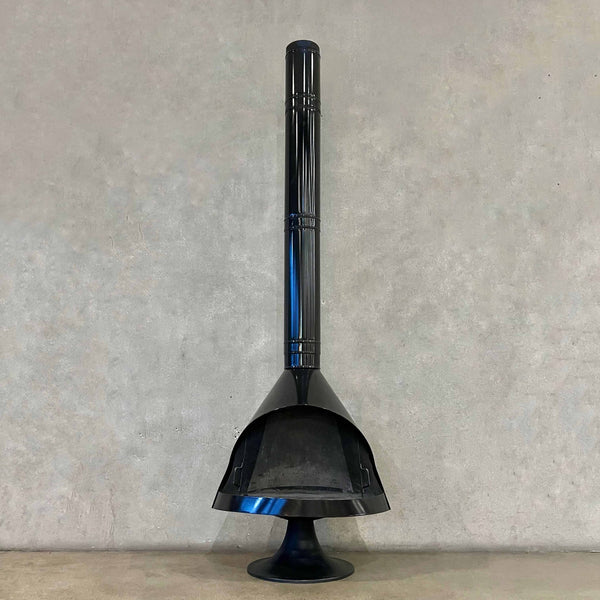 Vintage Mid Century Modern Black Porcelain Enamel Fireplace w/ Tulip Base
