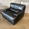 Italian Sofa & Chair Set in Black Leather