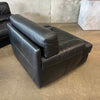 Italian Sofa & Chair Set in Black Leather