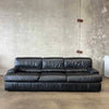 Italian Sofa & Chair Set in Black Leather