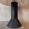 Pair of Mid Century Scandinavian Modern Black Table Lamps With Oatmeal Shades