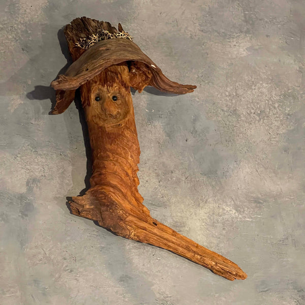 1970s Hand Carved Wood Face Wall Decor