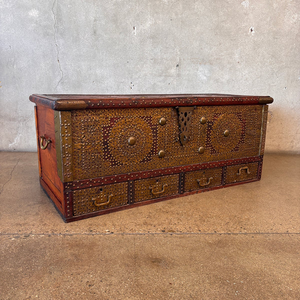 Antique Zanzibar Dowry Chest w/ Five (5) Drawers and Secret Drawer