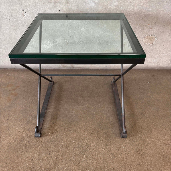 Custom Made Iron and Glass Accent Table