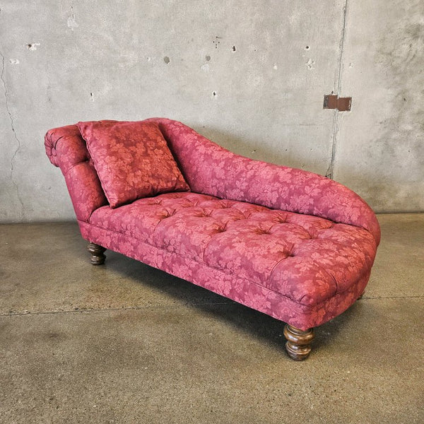 Vintage Maroon Brocade Chaise / Fainting Couch