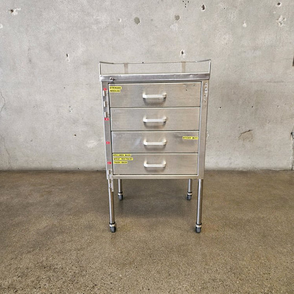 Vintage Stainless Steel Rolling Medical Cabinet