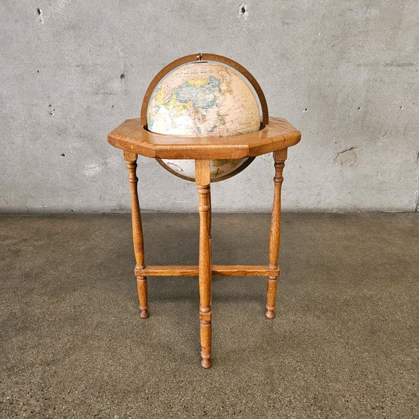 Vintage 1977 Replogle 12" World Globe in Wood Floor Stand