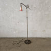 Antique Cast Metal Floor Lamp w/ Glass Tulip Shade