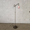 Antique Cast Metal Floor Lamp w/ Glass Tulip Shade