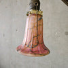 Antique Cast Metal Floor Lamp w/ Glass Tulip Shade