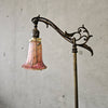 Antique Cast Metal Floor Lamp w/ Glass Tulip Shade