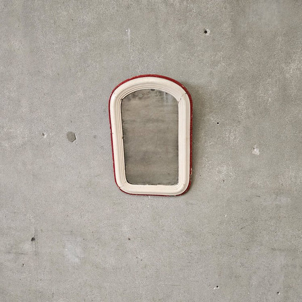 Antique Red & White Wood Mercury Glass Mirror