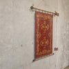 Painted Leather Wall Hanging with Two Metal Gilt Rods