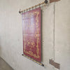 Painted Leather Wall Hanging with Two Metal Gilt Rods