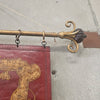 Painted Leather Wall Hanging with Two Metal Gilt Rods