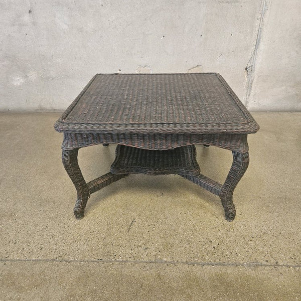 Vintage 1940s Dark Real Wicker Low Table #2