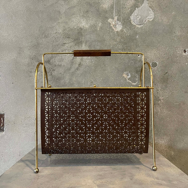 Mid Century Modern Brass Magazine Rack