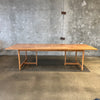 1970s Vintage Pecan Wood Dining Table w/ Two (2) Leaves