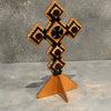 Hand Painted Wooden Coptic Cross w/ Stand