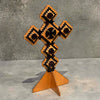 Hand Painted Wooden Coptic Cross w/ Stand