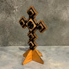 Hand Painted Wooden Coptic Cross w/ Stand