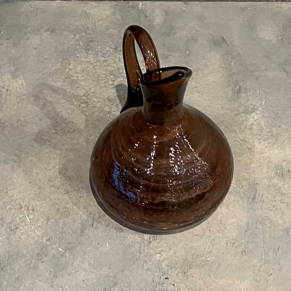 Vintage Crackle Glass Pitcher in the Style of Blenko