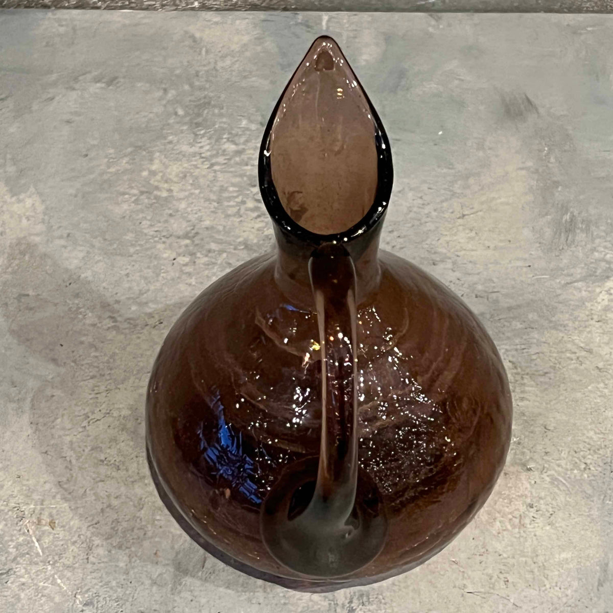 Vintage Crackle Glass Pitcher in the Style of Blenko