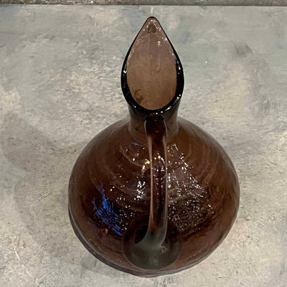 Vintage Crackle Glass Pitcher in the Style of Blenko