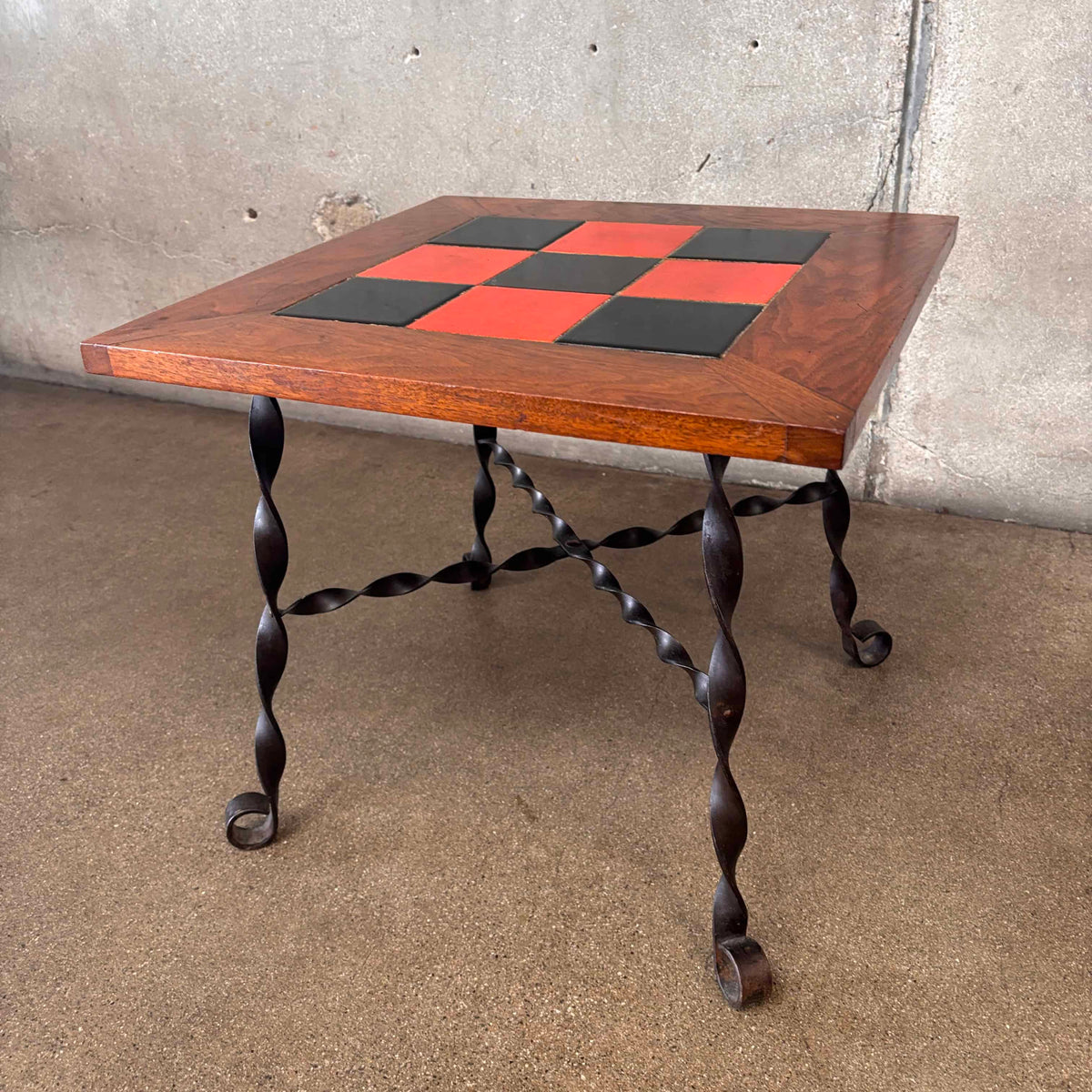 California Tile Table Iron & Wood Base