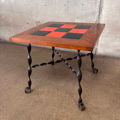 California Tile Table Iron & Wood Base