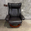 Benchmaster Faux Leather Recliner w/ Ottoman - Manual Reclining and Swivel