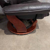 Benchmaster Faux Leather Recliner w/ Ottoman - Manual Reclining and Swivel