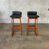 Pair of Teak Counter Height Barstools - Made in Denmark