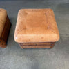 Pair of Leather & Palmwood Ottomans by Pacific Green - HOLD