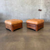 Pair of Leather & Palmwood Ottomans by Pacific Green - HOLD